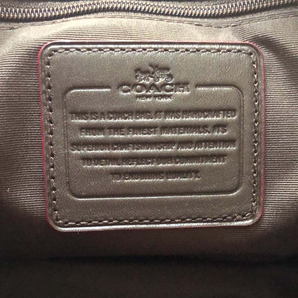 Brown leather trim Coach purse - Picture 5 of 7